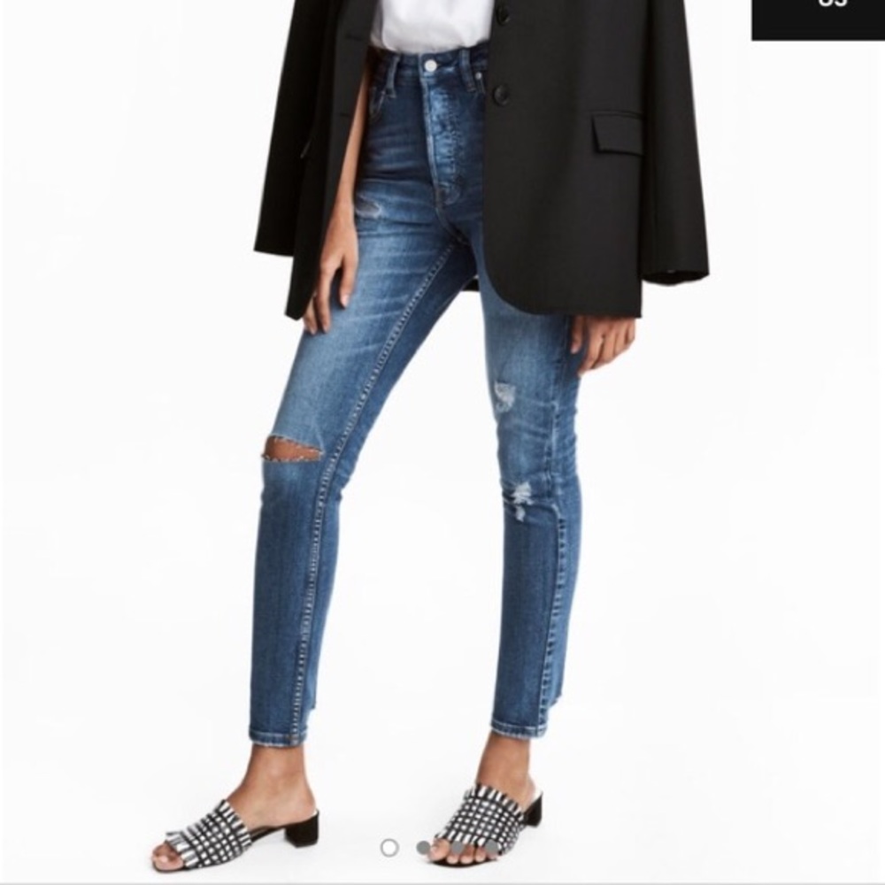 H&M Vintage Skinny High Waist Distressed Jeans
